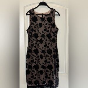 Donna Karan Black Floral appliqué Dress size 10